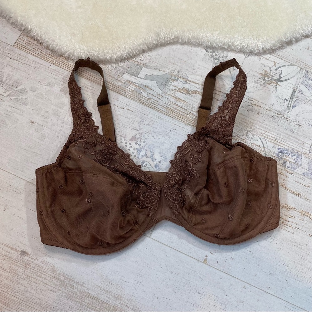 Bali Light Brown Lace and Mesh Sheer Bra 38D